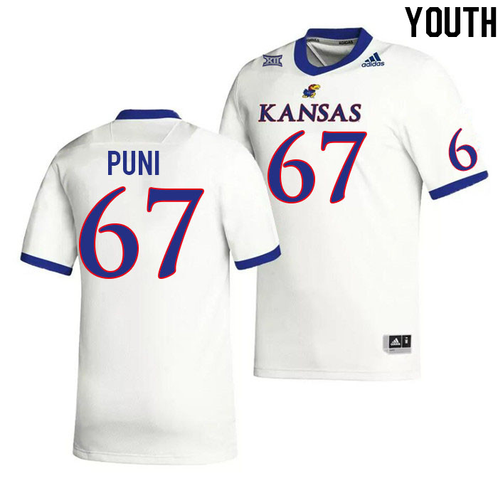 Youth #67 Dominick Puni Kansas Jayhawks College Football Jerseys Stitched Sale-White